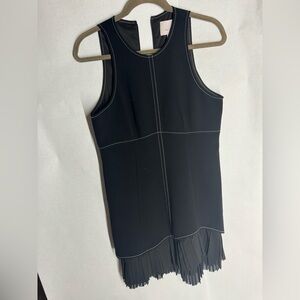 Cinq a sept Black A line dress with pleated underlay size 4